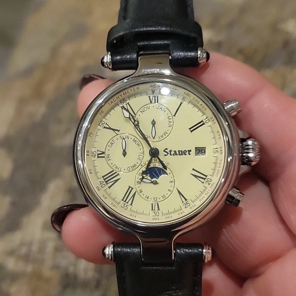 Stauer Watch Stainless Steel With Leather Strap